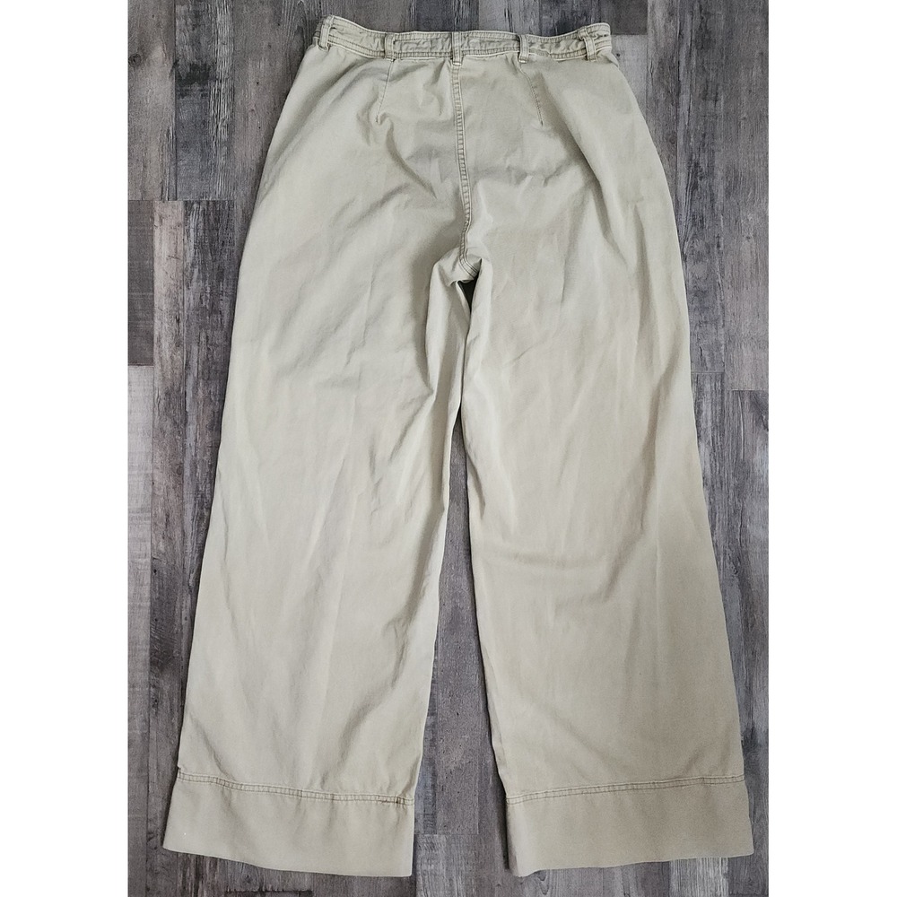 Everlane Wide Leg Crop Pants Women 4 Khaki Tan Button Fly Cotton Twill Mid Rise - Picture 7 of 13